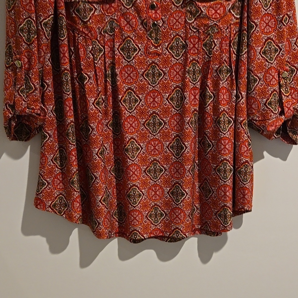 JTB red white yellow orange top. Size 1X. - Picture 3 of 6